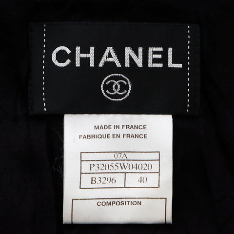 シャネル CHANEL 07A サイズ:40 ウール ブラック×ブルー ジャケット ブラック WS8906