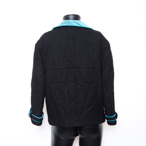 Chanel CHANEL 07A Size: 40 Wool Black x Blue Jacket Black WS8906