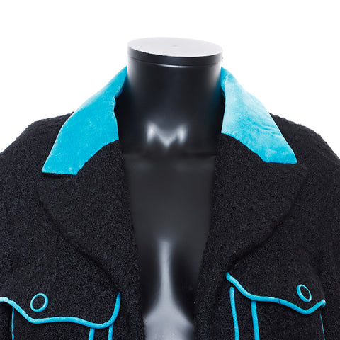Chanel CHANEL 07A Size: 40 Wool Black x Blue Jacket Black WS8906
