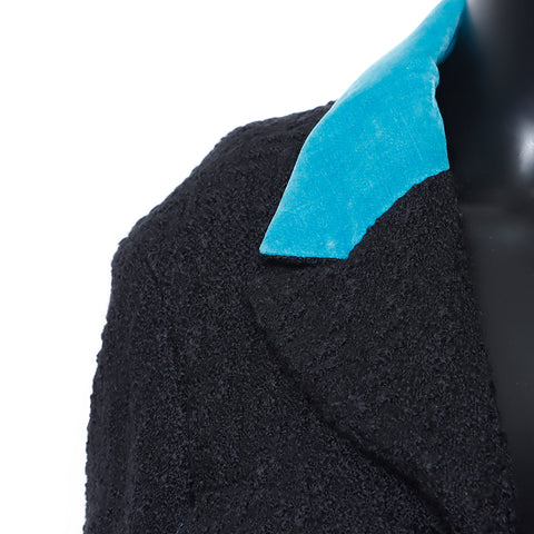 Chanel CHANEL 07A Size: 40 Wool Black x Blue Jacket Black WS8906