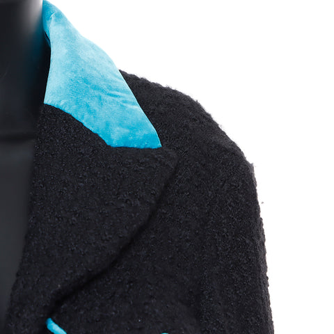 Chanel CHANEL 07A Size: 40 Wool Black x Blue Jacket Black WS8906