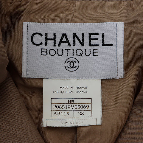 Chanel CHANEL 96A Size: 38 Wool Gold Button Military Belt Jacket Khaki WS8908
