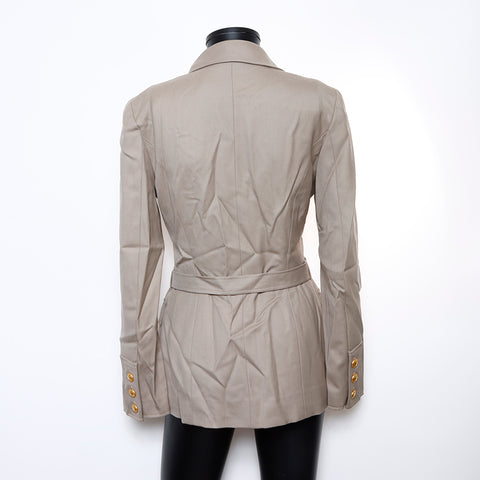 Chanel CHANEL 96A Size: 38 Wool Gold Button Military Belt Jacket Khaki WS8908