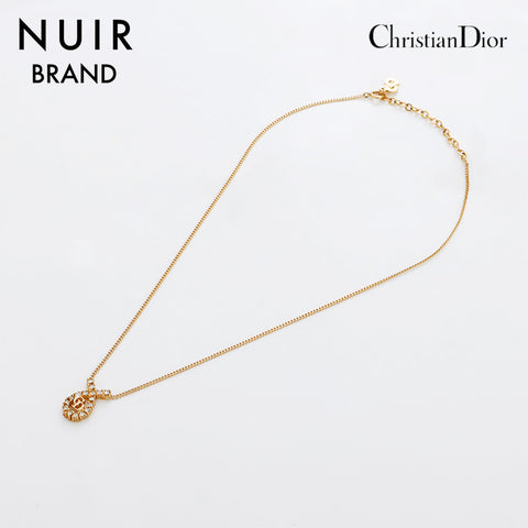 クリスチャンディオール Christian Dior ラインストーン ネックレス ゴールド WS8920