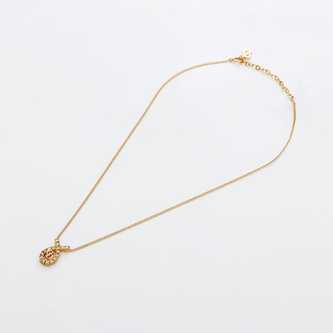 クリスチャンディオール Christian Dior ラインストーン ネックレス ゴールド WS8920