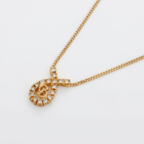 Christian Dior Rhinestone Necklace gold WS8920