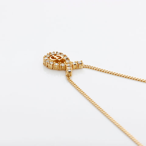 クリスチャンディオール Christian Dior ラインストーン ネックレス ゴールド WS8920