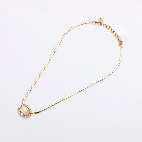 克里斯蒂安·迪奥（Christian dior Pearl）主题水钻复古项链金金WS8931