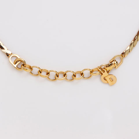 Collier vintage Christian Dior à motif perle et strass or WS8931