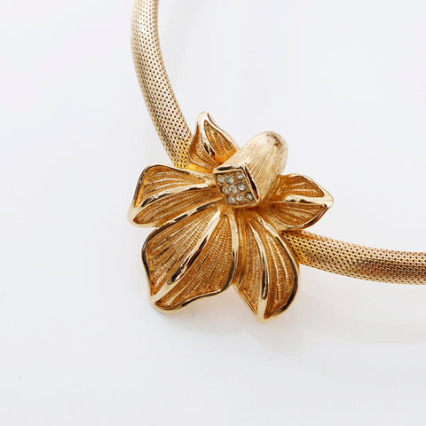 Christian Dior Rhinestone Necklace gold WS8955