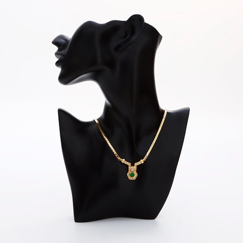 Christian Dior Rhinestone Green Necklace gold WS8958