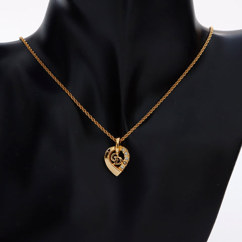 Christian Dior Rhinestone Necklace gold WS8963