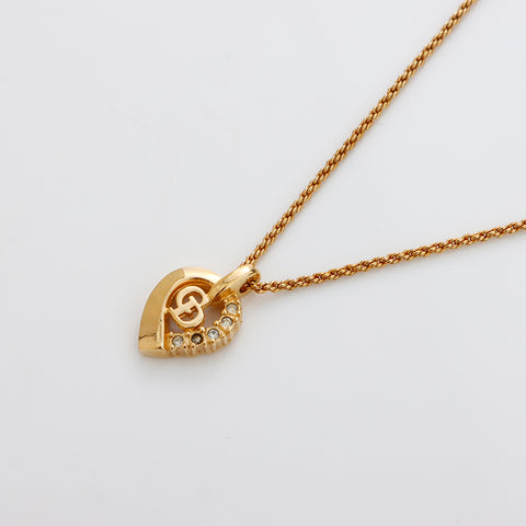 Christian Dior Rhinestone Necklace gold WS8963