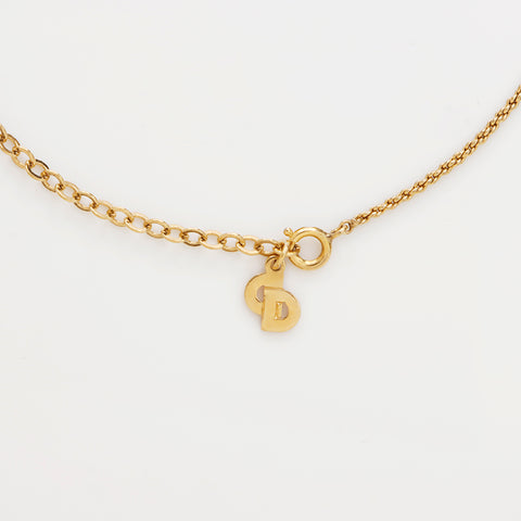 Christian Dior Rhinestone Necklace gold WS8963