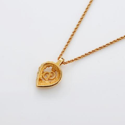 Christian Dior Rhinestone Necklace gold WS8963