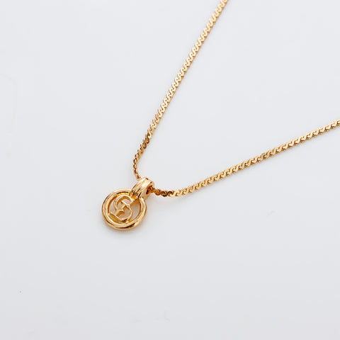Christian Dior CD logo circle Necklace gold WS8964