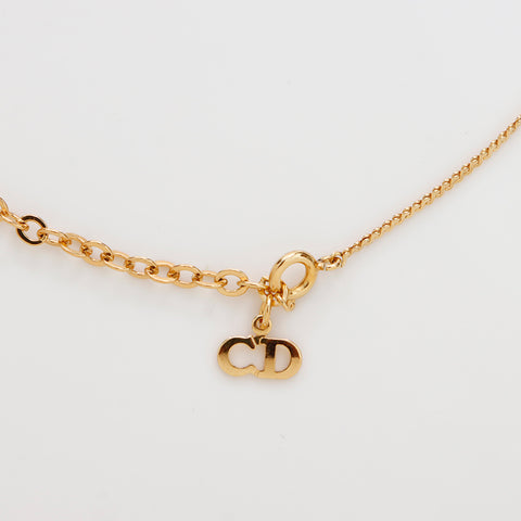 Christian Dior CD logo circle Necklace gold WS8964