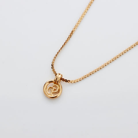 Christian Dior CD logo circle Necklace gold WS8964
