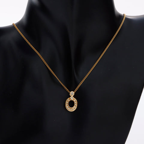 Christian Dior Rhinestone Necklace gold WS8966