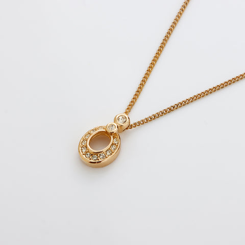 Christian Dior Rhinestone Necklace gold WS8966