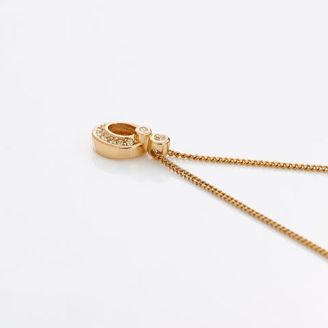 Christian Dior Rhinestone Necklace gold WS8966