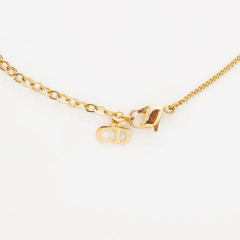 Christian Dior Rhinestone Necklace gold WS8966