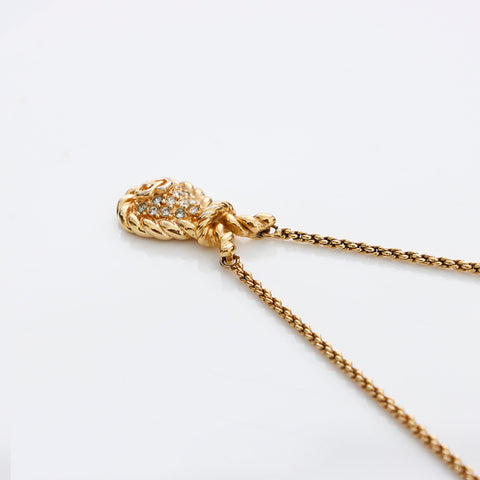 Christian Dior Rhinestone CD Logo Necklace gold WS8969