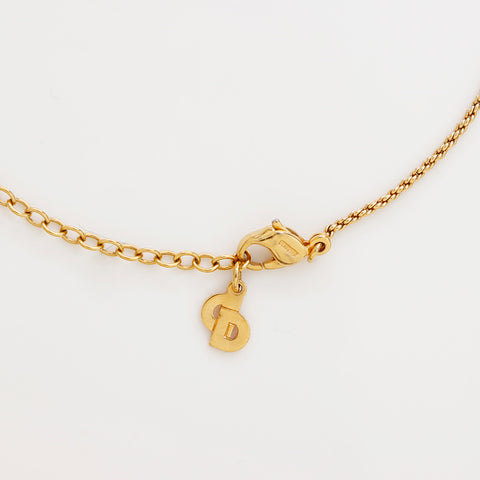 Christian Dior Rhinestone CD Logo Necklace gold WS8969