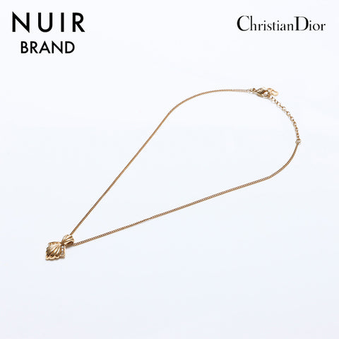 クリスチャンディオール Christian Dior ラインストーン シェル ネックレス ゴールド WS8981