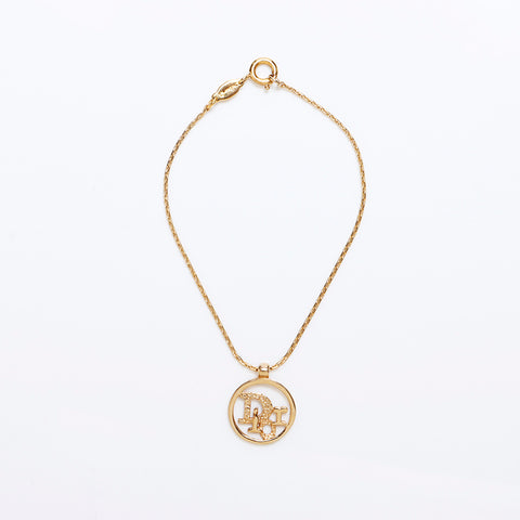 克里斯蒂安·迪奥（Christian Dior）徽标水钻复古手镯金WS8984