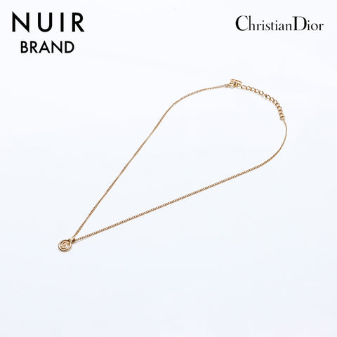 クリスチャンディオール Christian Dior サークル DC ロゴ ネックレス ゴールド WS8986