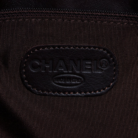 シャネル CHANEL 5番台 ラムスキン ハンドバッグ ターンロック トートバッグ ブラウン WS8991