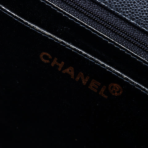 シャネル CHANEL 5番台 キャビアスキン Wチェーン ココマーク マトラッセ23 ショルダーバッグ ブラック WS8994