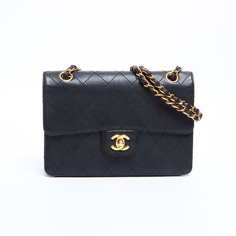 シャネル CHANEL 5番台 キャビアスキン Wチェーン ココマーク マトラッセ23 ショルダーバッグ ブラック WS8994