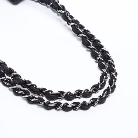 CHANEL 9.1" Chain COCO Mark Knit Wool Shoulder Bag black WS8995