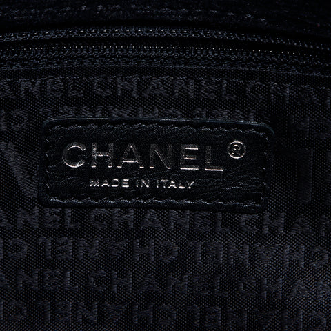 シャネル CHANEL 10番台 ココマーク チェーン　刺繍 シルバー金具 25cm ハンドバッグ ブラック WS8996