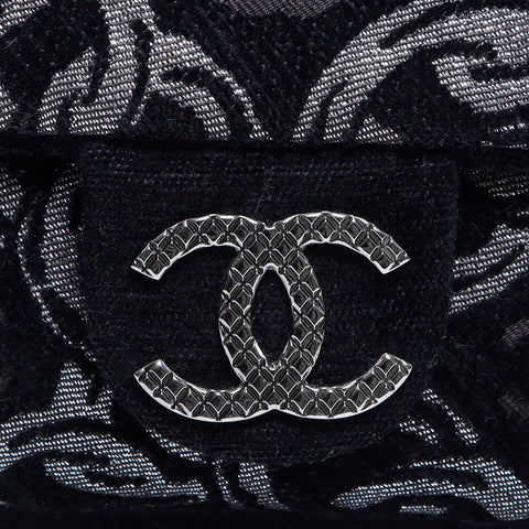 シャネル CHANEL 10番台 ココマーク チェーン　刺繍 シルバー金具 25cm ハンドバッグ ブラック WS8996