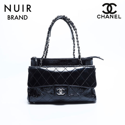 シャネル CHANEL 11番台 エナメル チェーン ショルダーバッグ ブラック WS9002