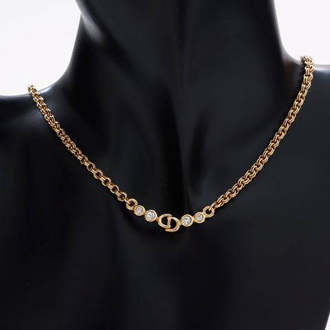 克里斯蒂安·迪奥（Christian Dior Chain）水钻老式项链金黄金WS9015