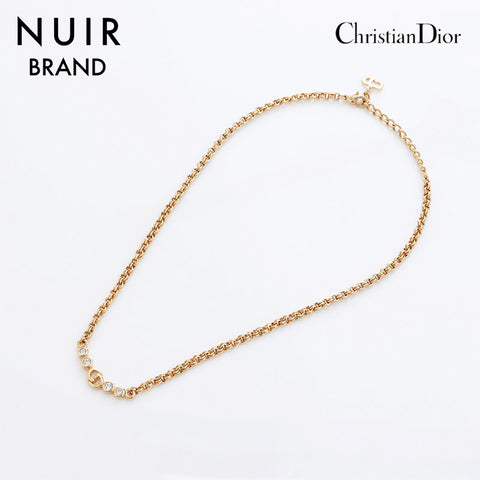 クリスチャンディオール Christian Dior チェーン ラインストーン ヴィンテージ ネックレス ゴールド WS9015