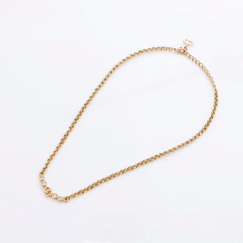 克里斯蒂安·迪奥（Christian Dior Chain）水钻老式项链金黄金WS9015