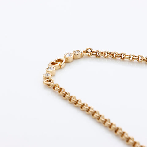 克里斯蒂安·迪奥（Christian Dior Chain）水钻老式项链金黄金WS9015