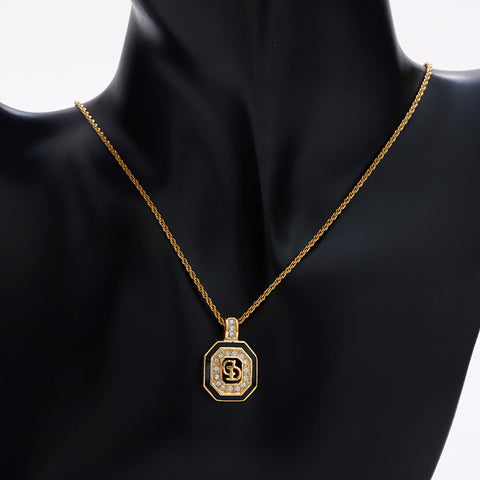 克里斯蒂安·迪奥（Christian Dior）徽标水钻老式项链金WS9017