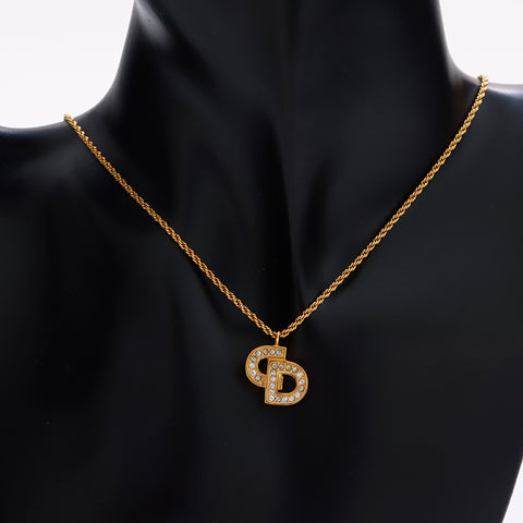 克里斯蒂安·迪奥（Christian Dior）徽标水钻老式项链金WS9018