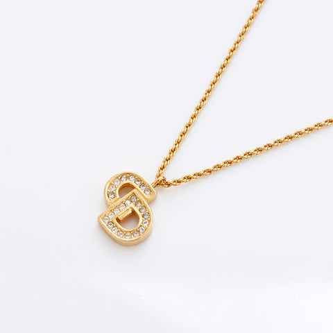 克里斯蒂安·迪奥（Christian Dior）徽标水钻老式项链金WS9018