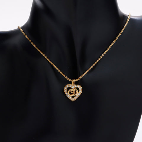 克里斯蒂安·迪奥（Christian dior Heart）徽标水钻项链黄金WS9020