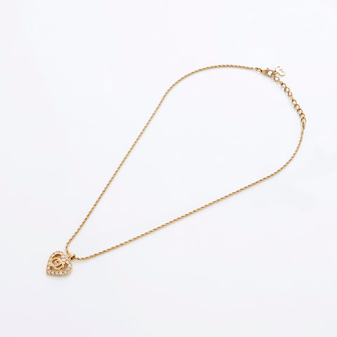 克里斯蒂安·迪奥（Christian dior Heart）徽标水钻项链黄金WS9020