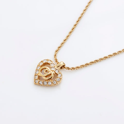 克里斯蒂安·迪奥（Christian dior Heart）徽标水钻项链黄金WS9020