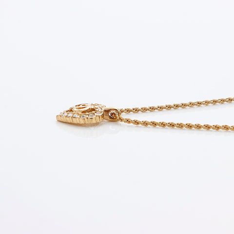 克里斯蒂安·迪奥（Christian dior Heart）徽标水钻项链黄金WS9020