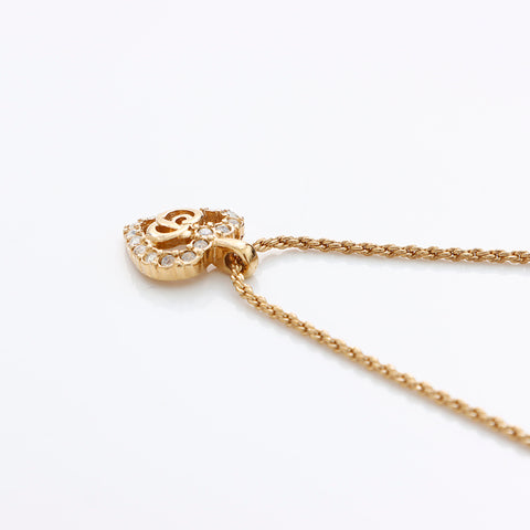 克里斯蒂安·迪奥（Christian dior Heart）徽标水钻项链黄金WS9020